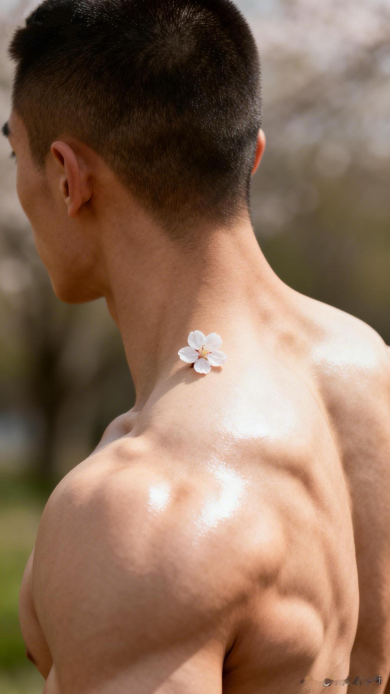 肩上樱花🌸刚柔并济刹那美薄肌男孩帅哥 男人 薄肌男孩 肌肉型男