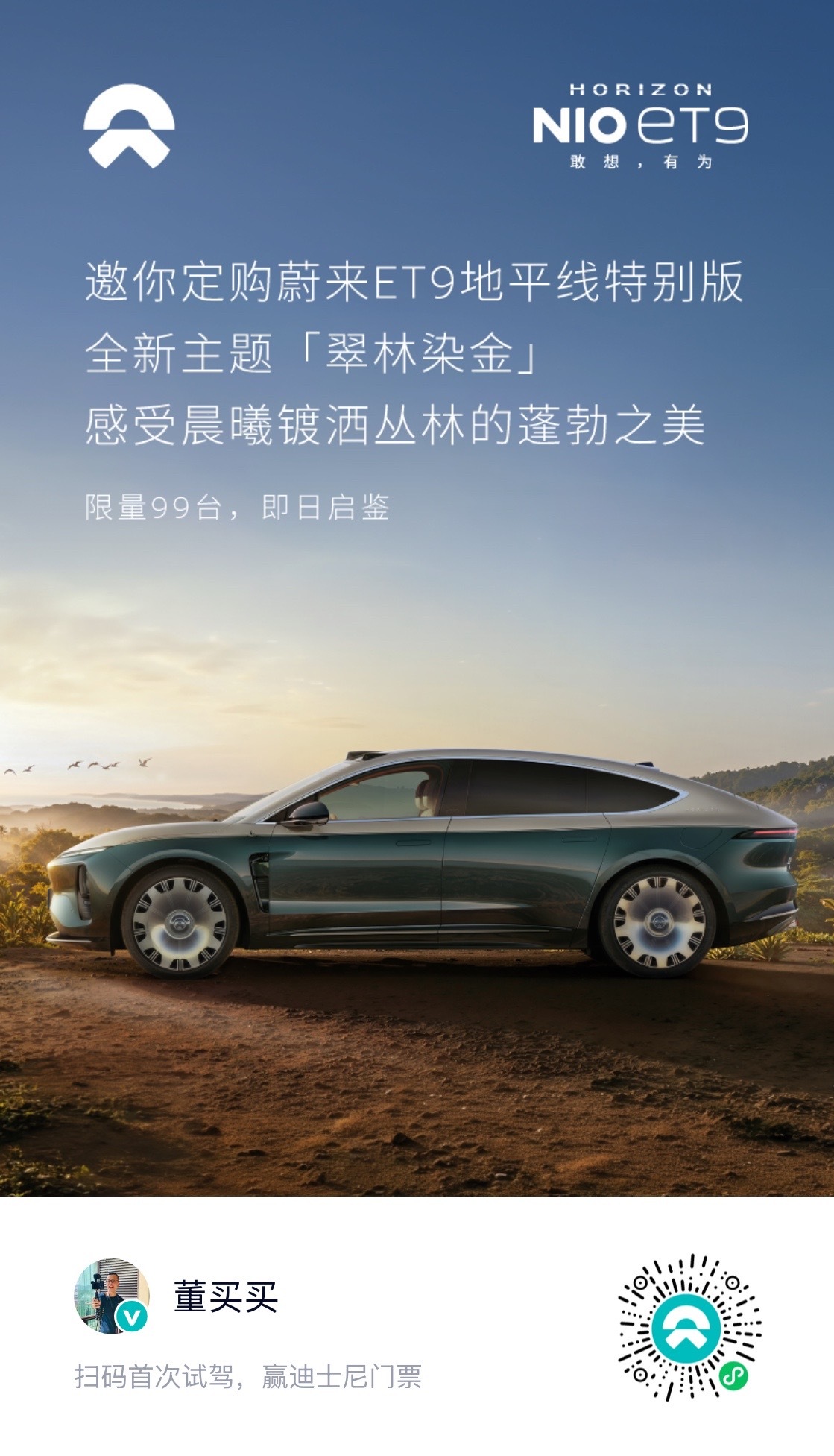 我的ET9改成 “翠林染金” 了。北极燕鸥，以其迁徙闻名；当北极进入极夜时，它们
