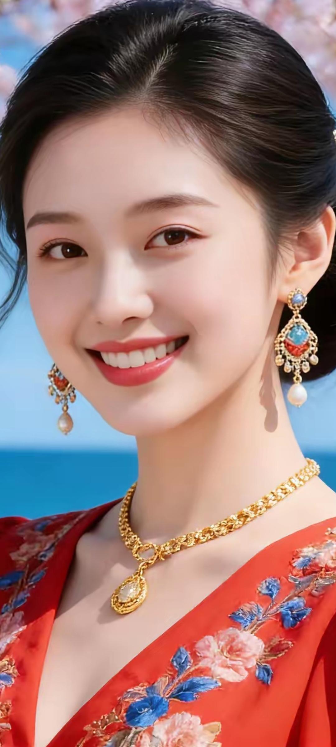 优雅红裙，花海中的美丽绽放