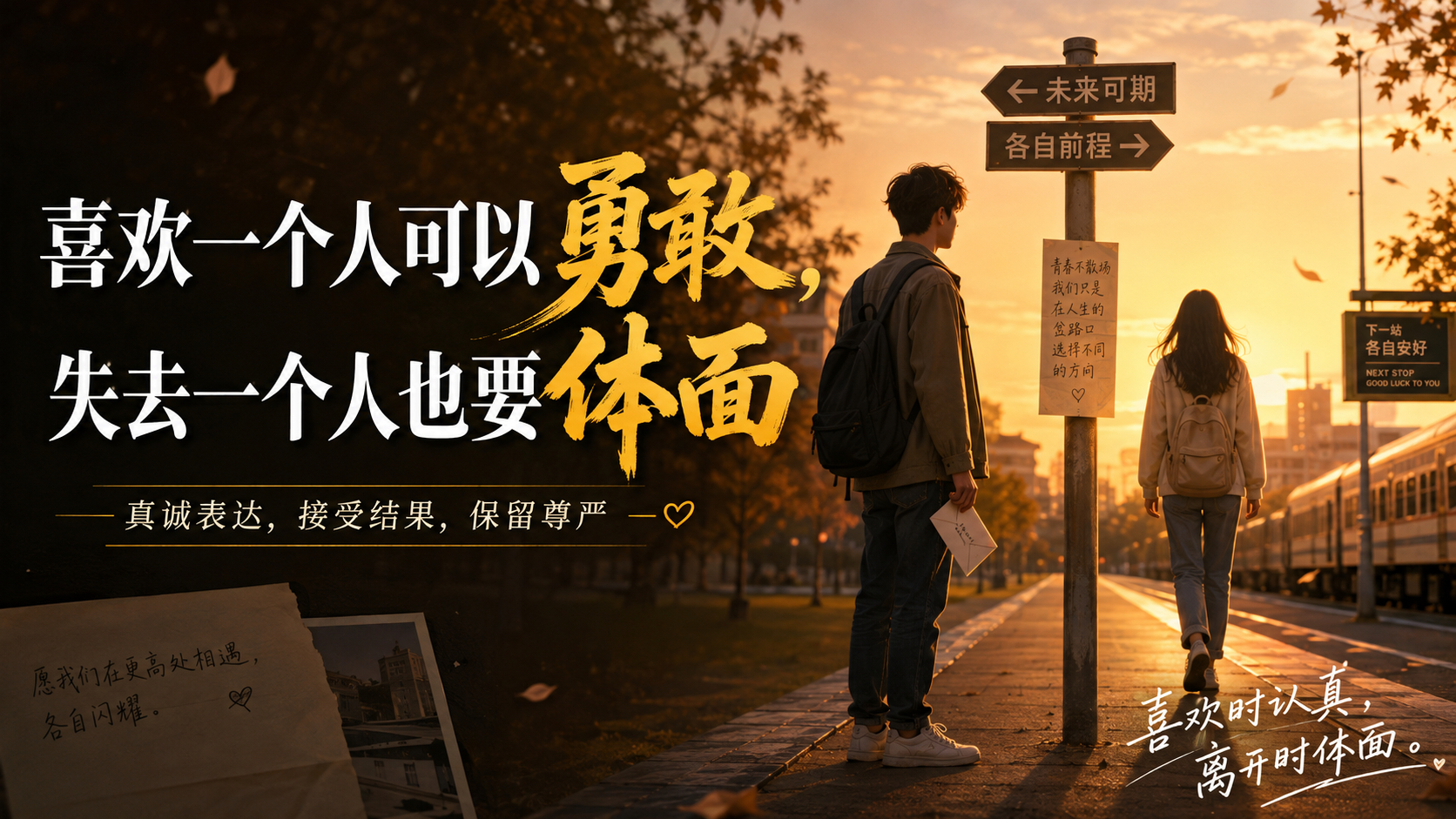喜欢一个人可以勇敢，失去一个人也要体面青春里最难忘的感情，往往没有完美结局。你认