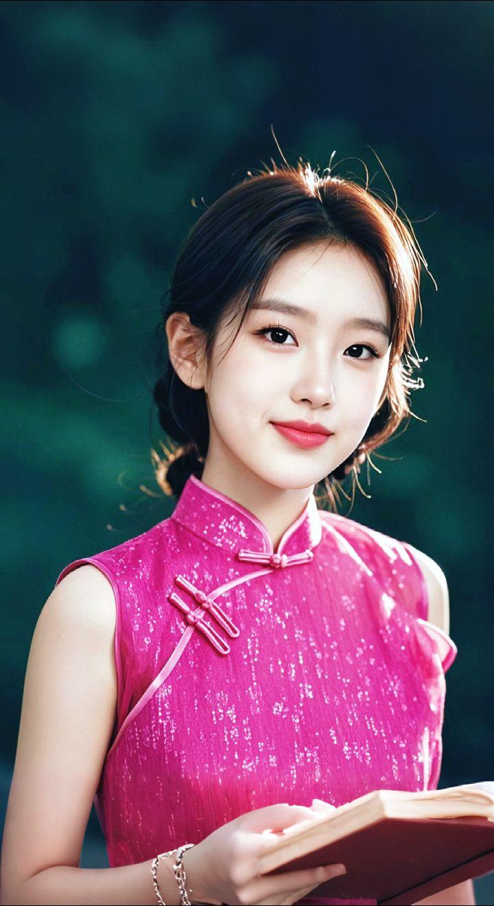 AI扩图 AI艳粉微笑