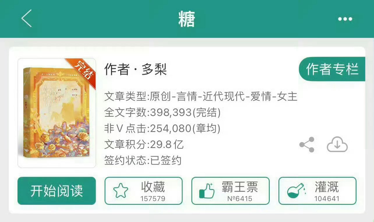 小说推荐：《糖》 作者:多梨简评：一心想搞钱的毒舌女学生vs帅气绅士的中德混血贵