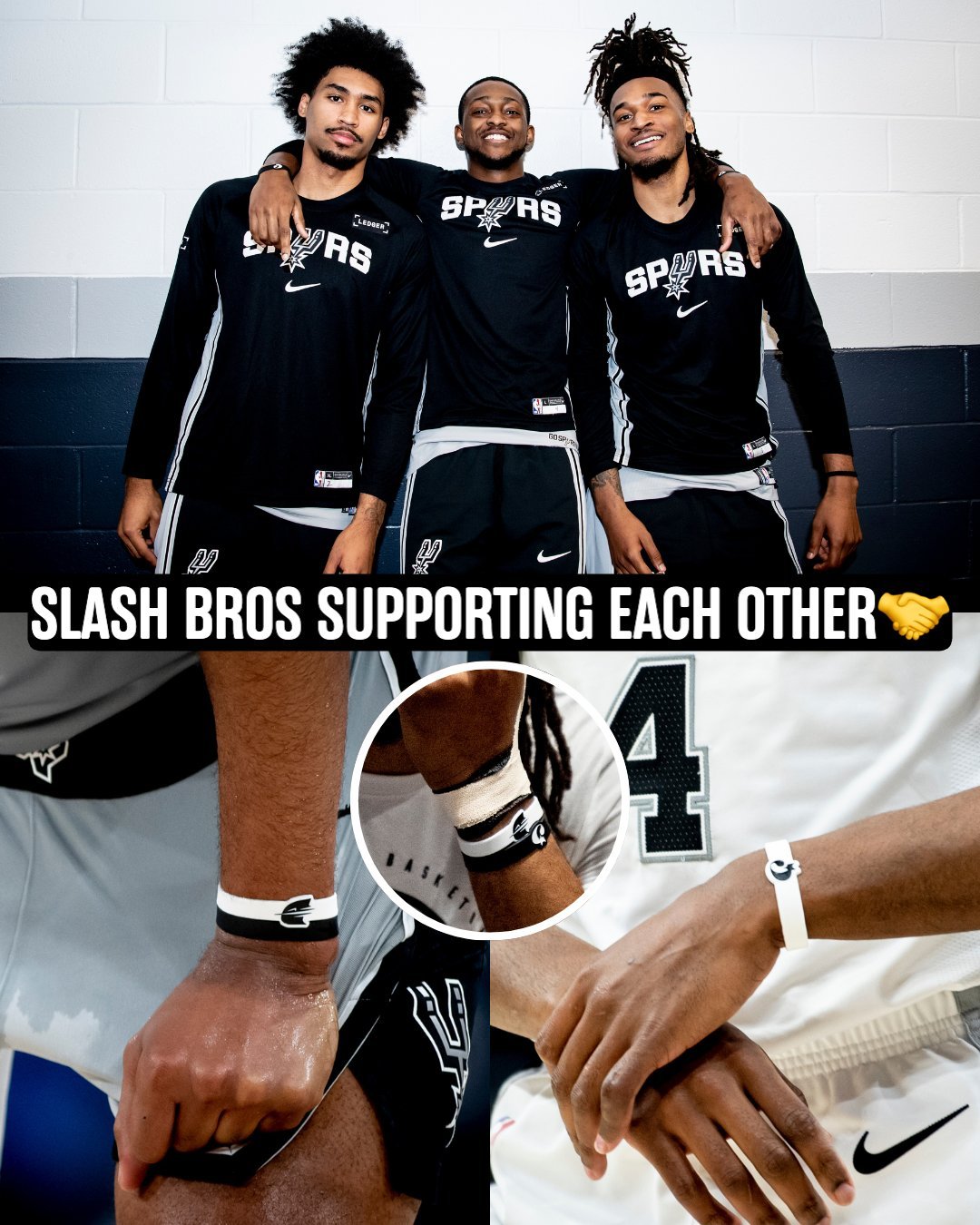 马刺三后卫都带着有福克斯logo的腕带TA最近也出了篇讲三人交情的文章nba