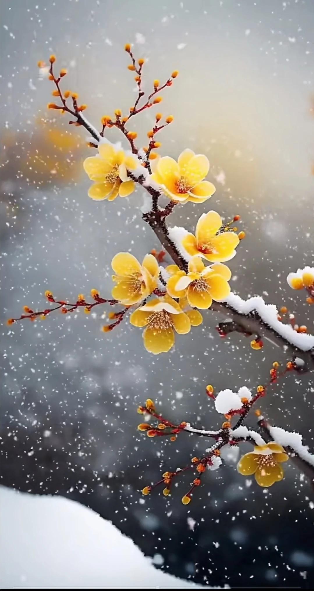 云山一径入苍茫，
雪魄梅魂两未降。
自笑枯毫题素壁，
琼枝花蕊待朝阳。