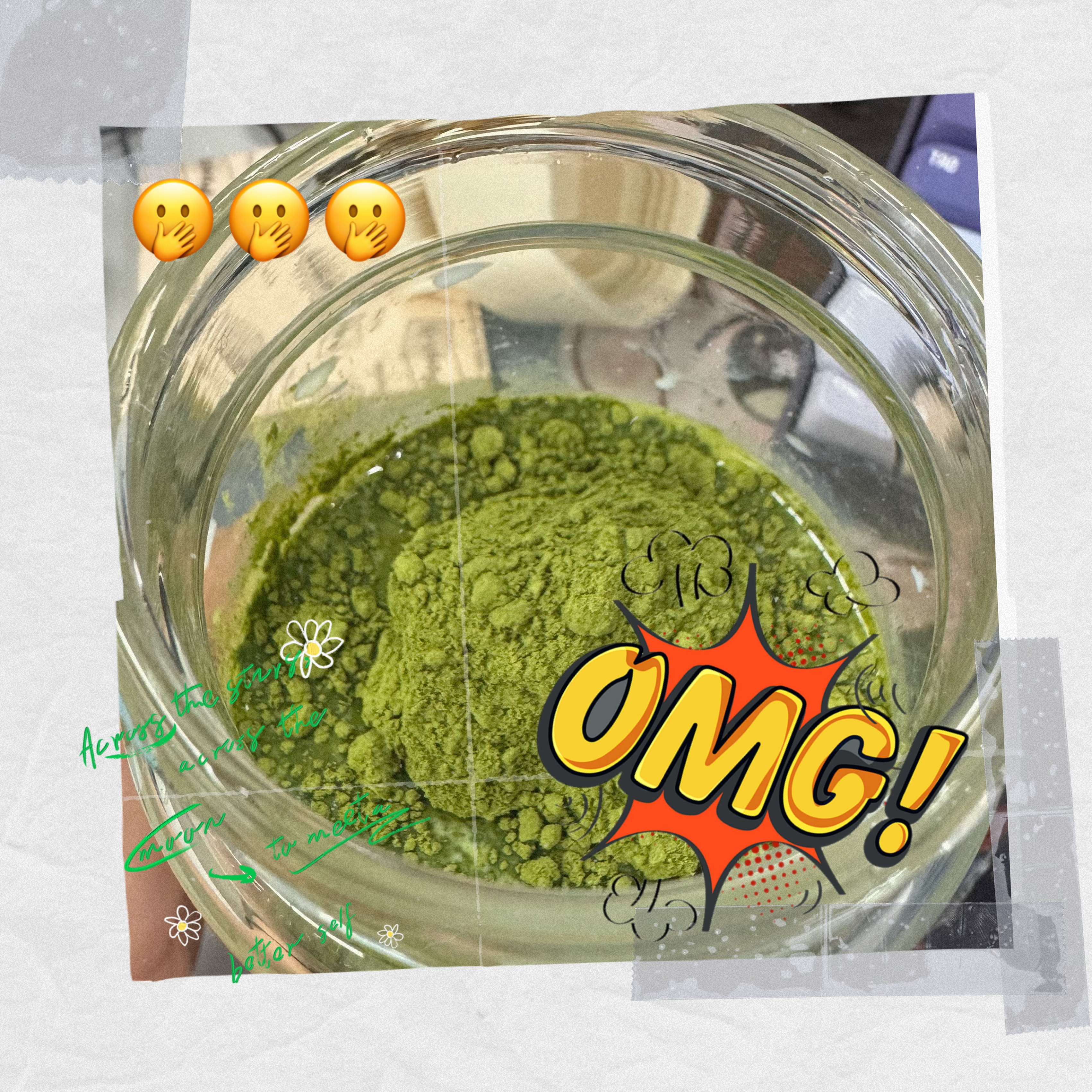 袋装抹茶不用🥄的后果就是一不小心倒入了致亖量杯子里才240ml牛奶呀😭 