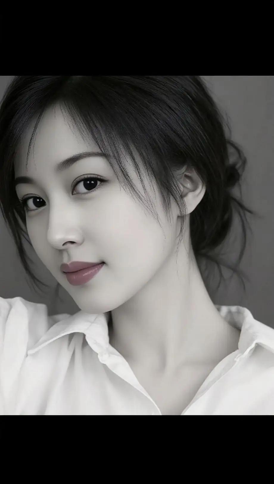 温柔黑发，白皙肌肤，甜美微笑，清新自然🌸🌺🌟