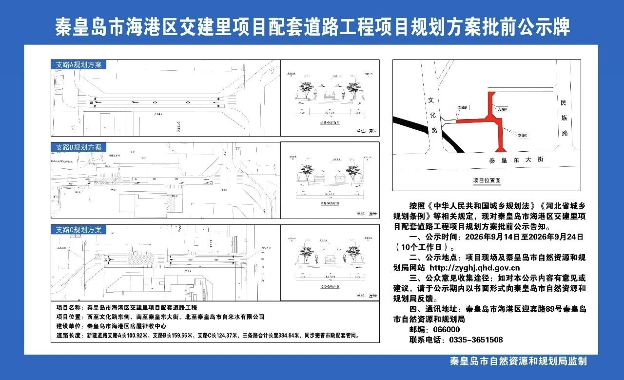批前公示！秦皇岛这一片区规划方案详情公布→
9月14日，秦皇岛市自然资源和规划局