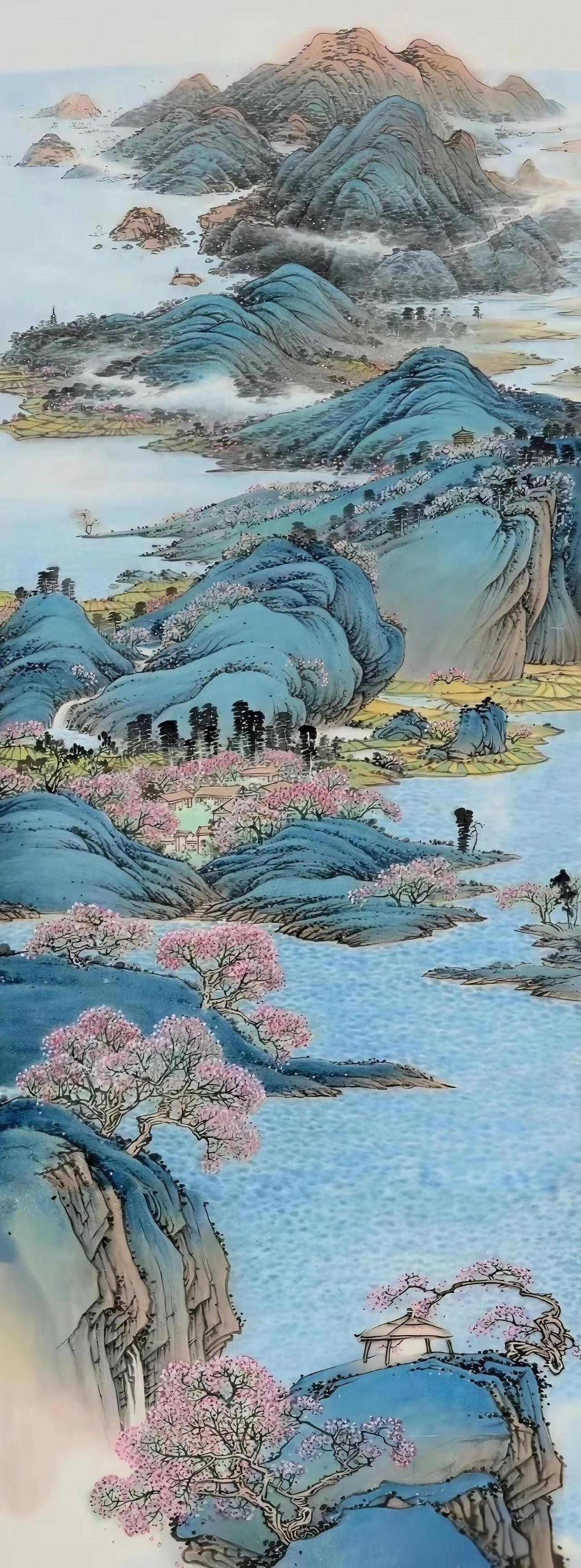 千里江山图。订制山水中国传统山水画 国画赏析 水墨丹青 山水画卷 国画也 尺寸：