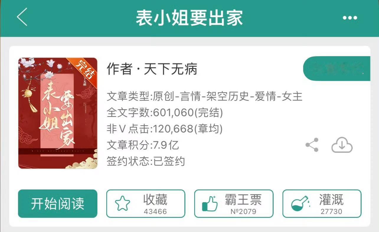 小说推荐：《表小姐要出家》 作者:天下无病简评：娇俏佛系表小姐vs腹黑深情状元郎