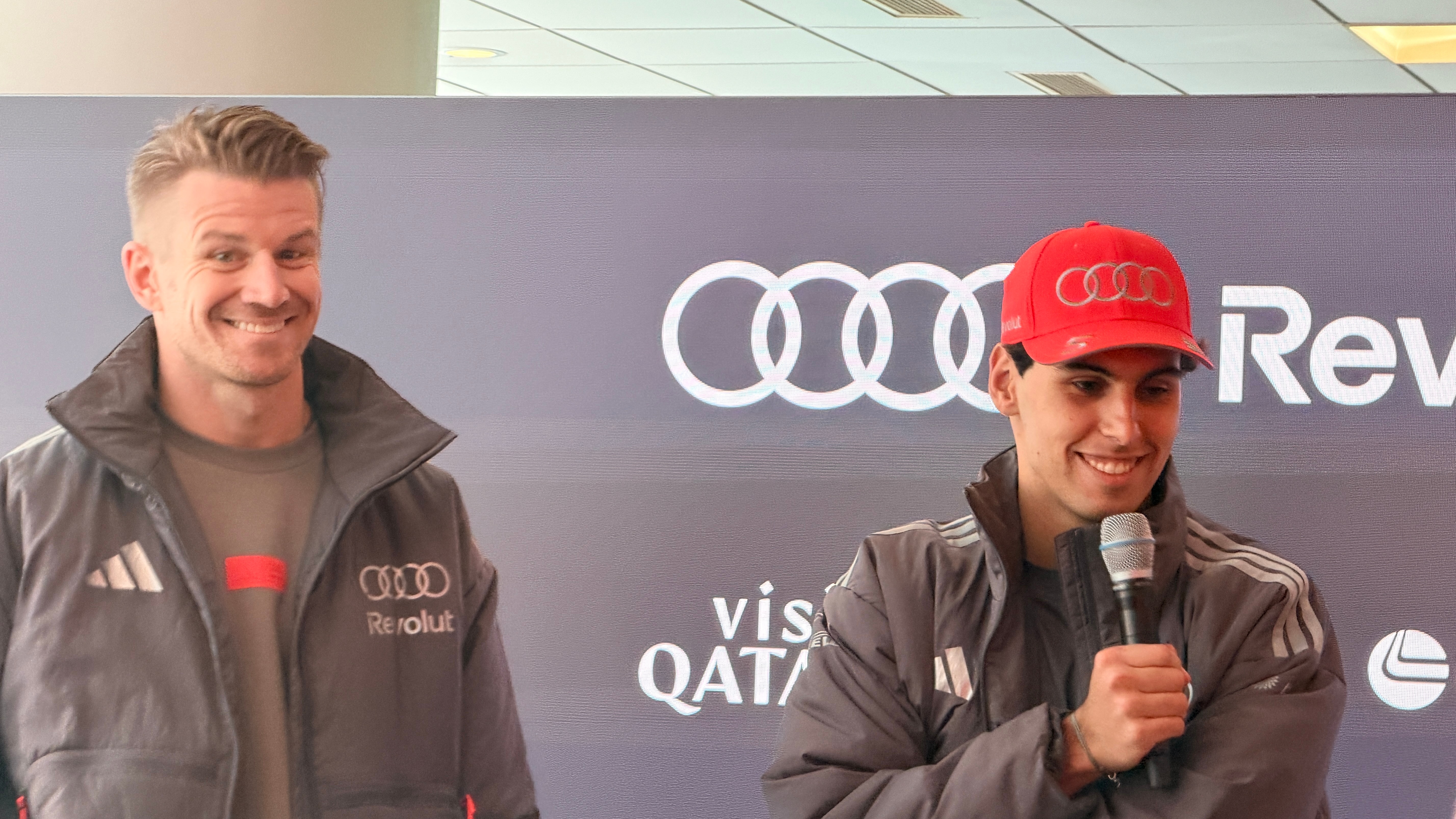 奥迪F1车手霍肯伯格和博托莱托来到lounge和大家打招呼，维斯塔潘和吴彦祖从我