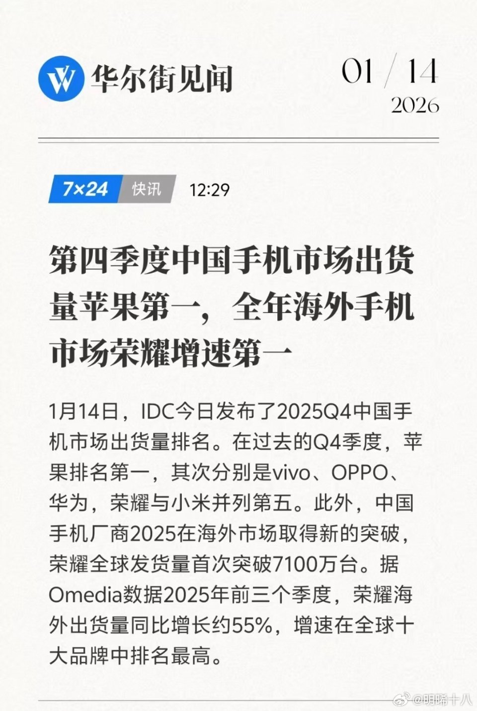 荣耀手机在海外市场增长很猛啊。 