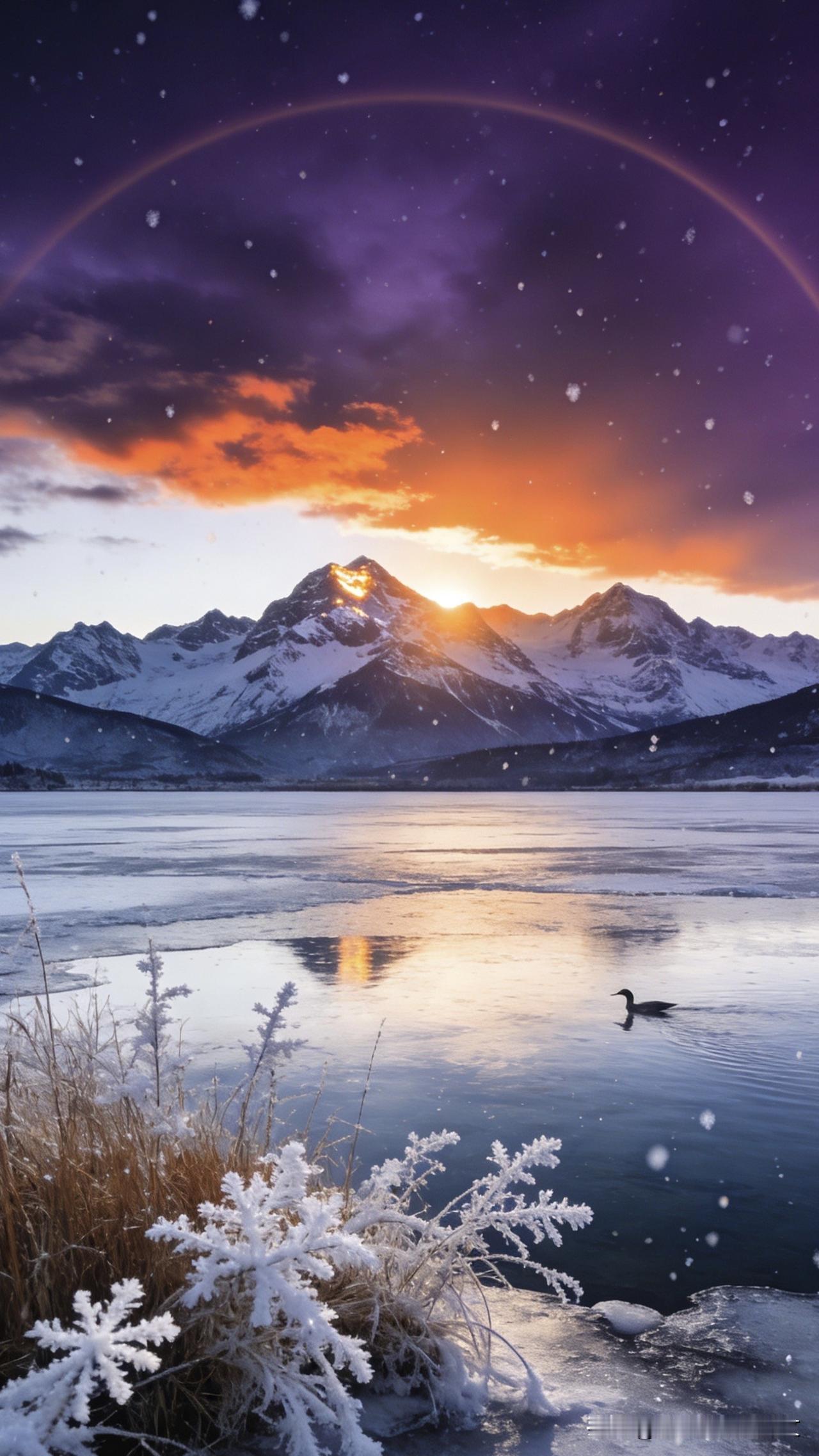 冬寒锁不住希望，夜长挡不住曙光，坚持终见美好

朔风卷着寒意，冰封了大地。
可冻