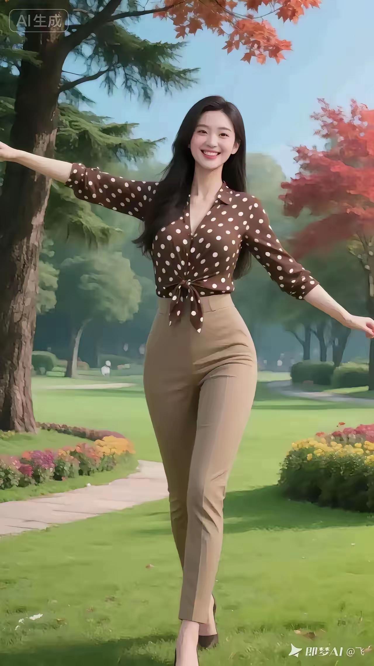 秋日公园漫步，优雅穿搭指南🍂👗👠