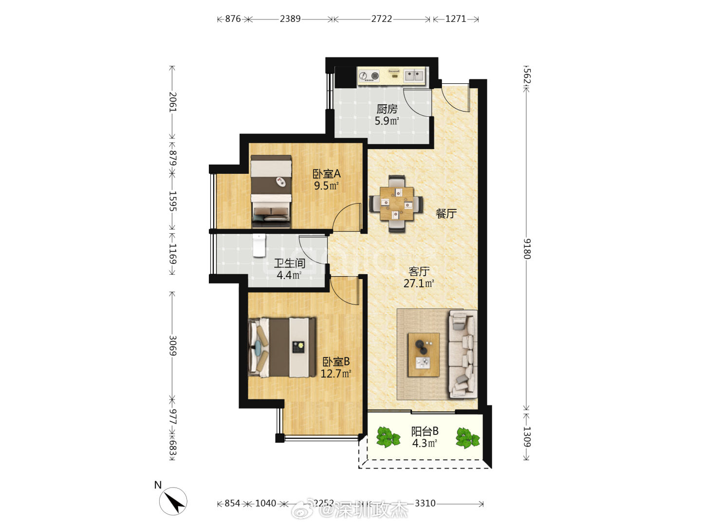 南山润府三期88平成交了2套，2套都是950万，950/88=10.7万。涨了5