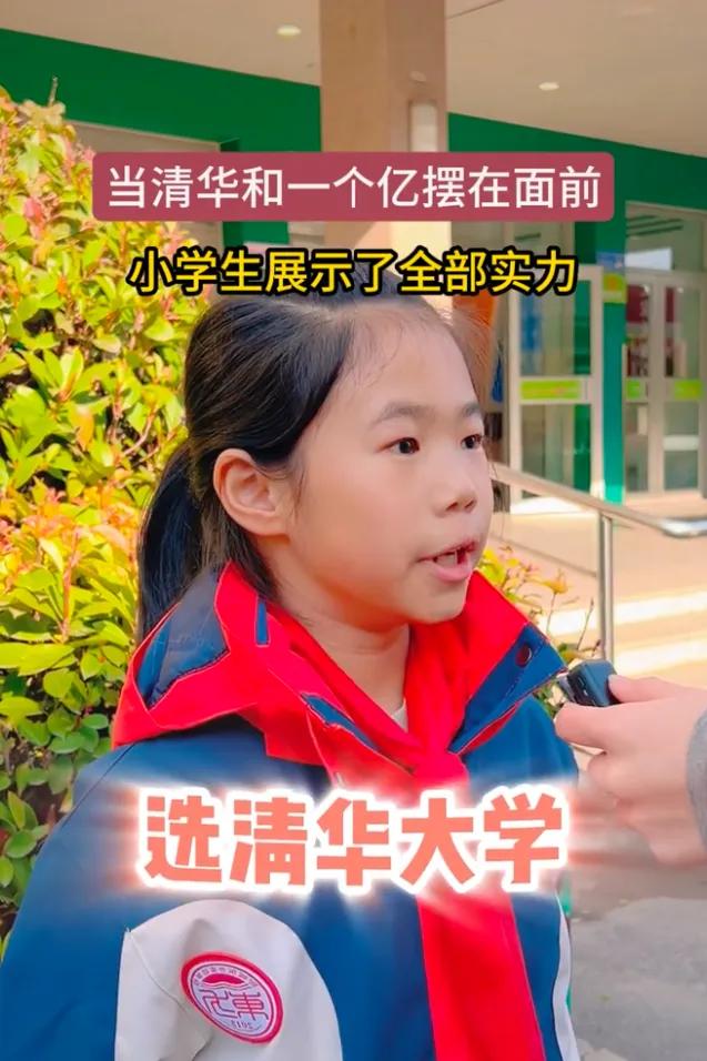 清华大学很难考上，而一个亿非常容易赚到。

现在的小学生都这么厉害吗？

清华大