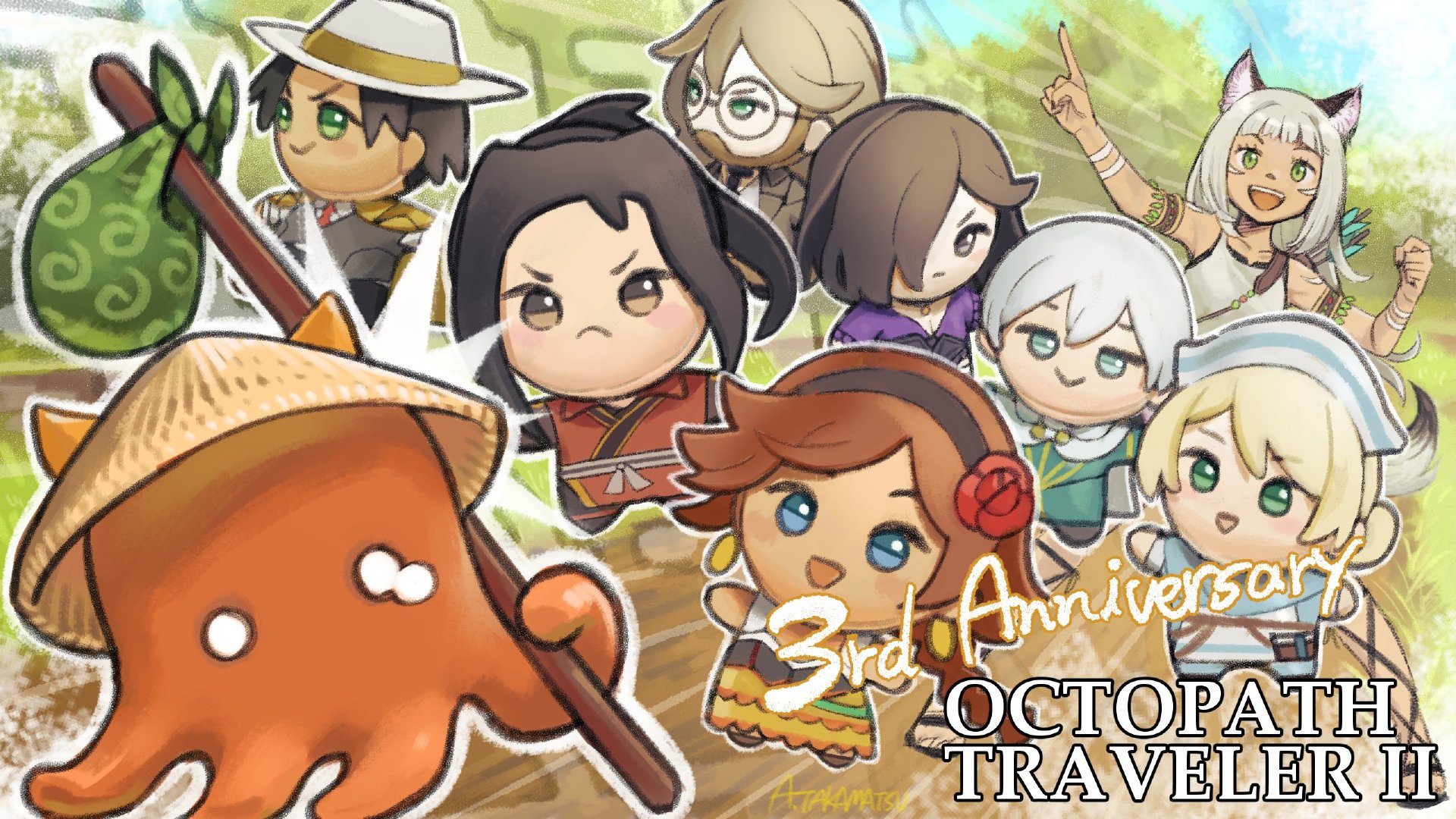 《歧路旅人2》发售三周年纪念贺图公开，由「高松秋豪」绘制。 Steam