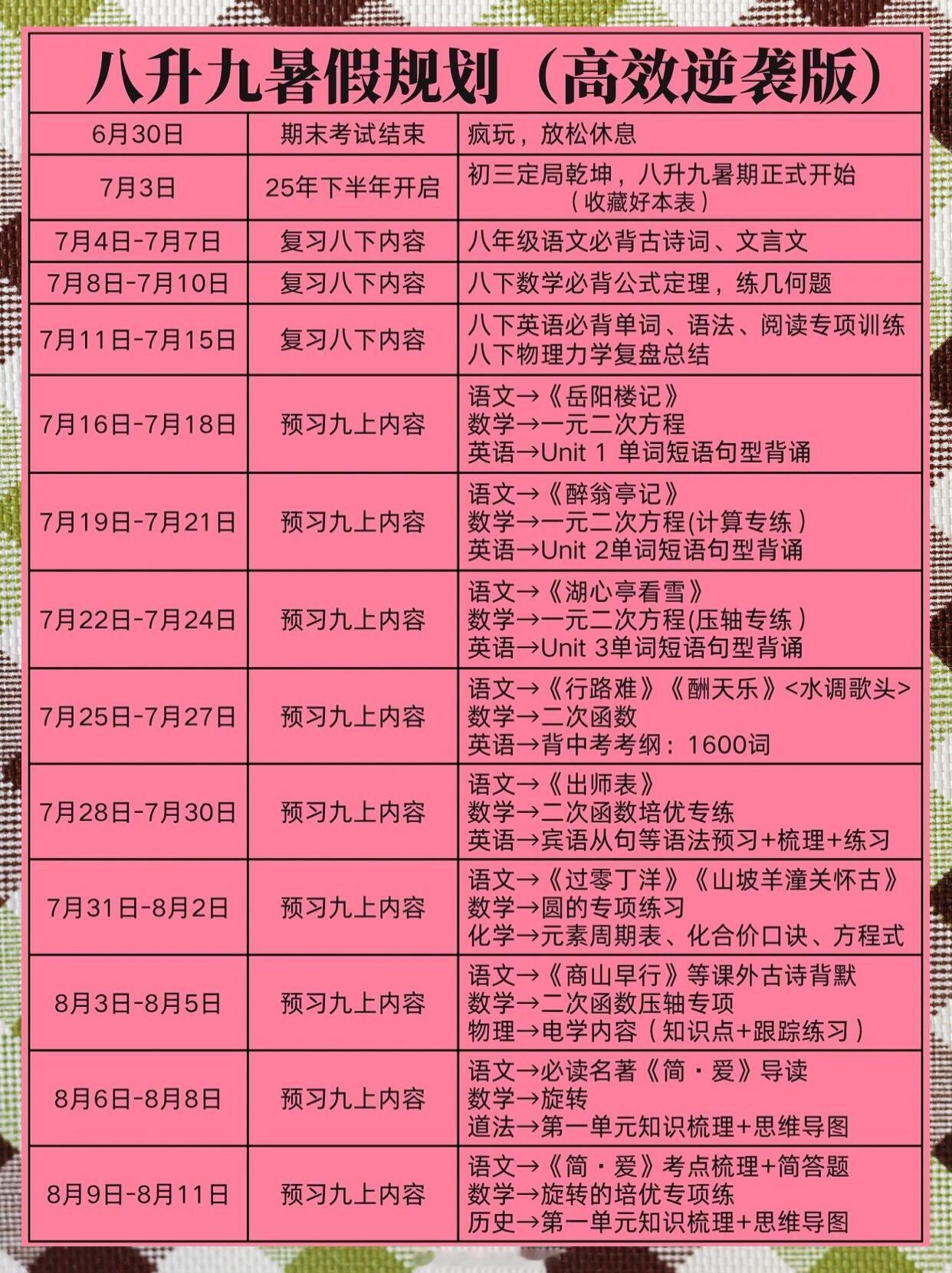 八升九暑假安排｜主打一个家长省心成绩安心