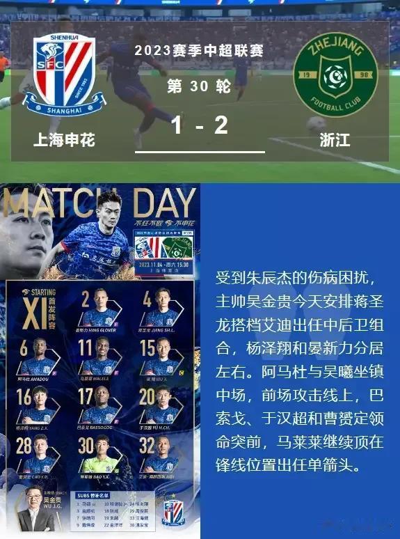 上海申花和大连人从喜到悲说明一个问题！
昨天中超联赛的收官之战，上海申花vs浙江