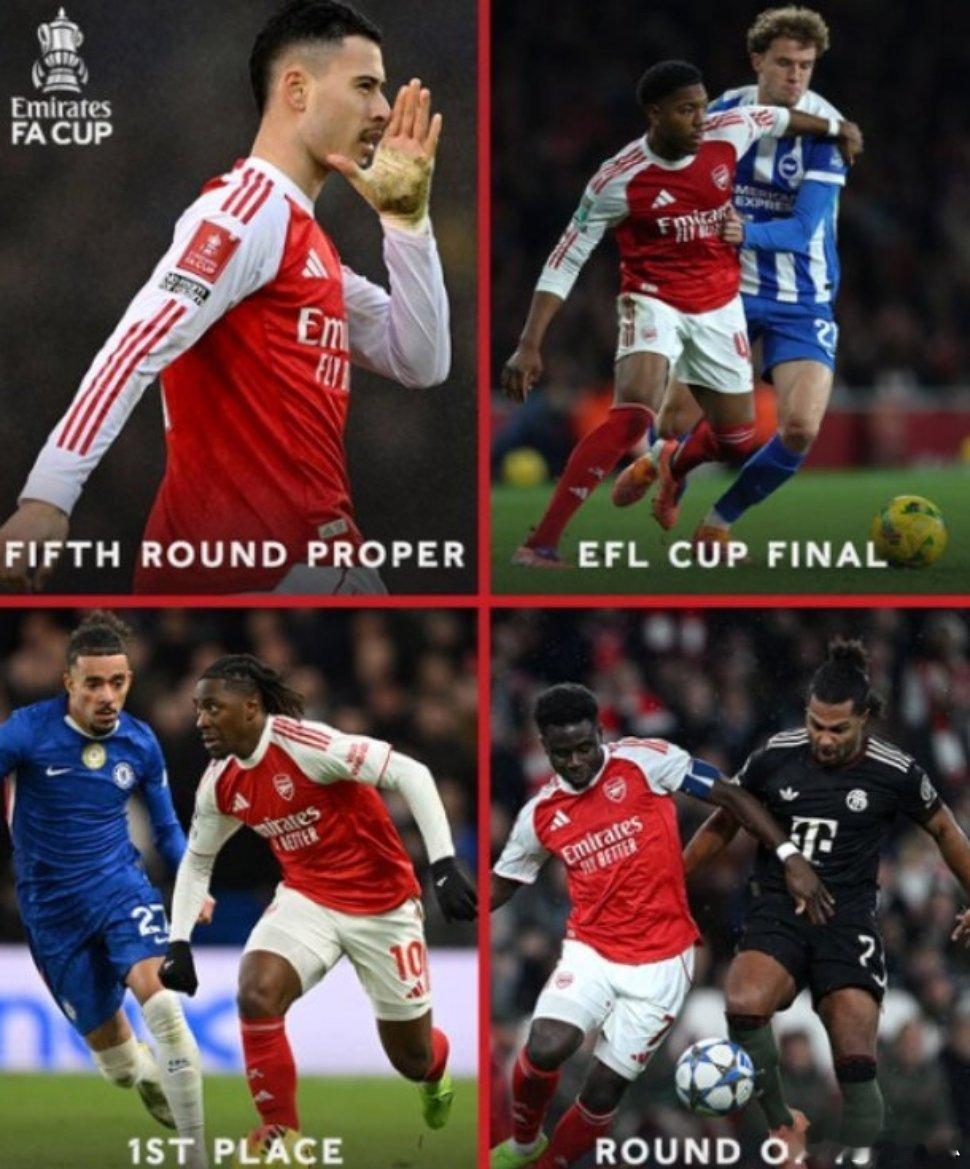 四线争冠！足总杯官方称赞枪手：阿森纳状态爆棚，他们能拿几冠？02月16日讯 足总