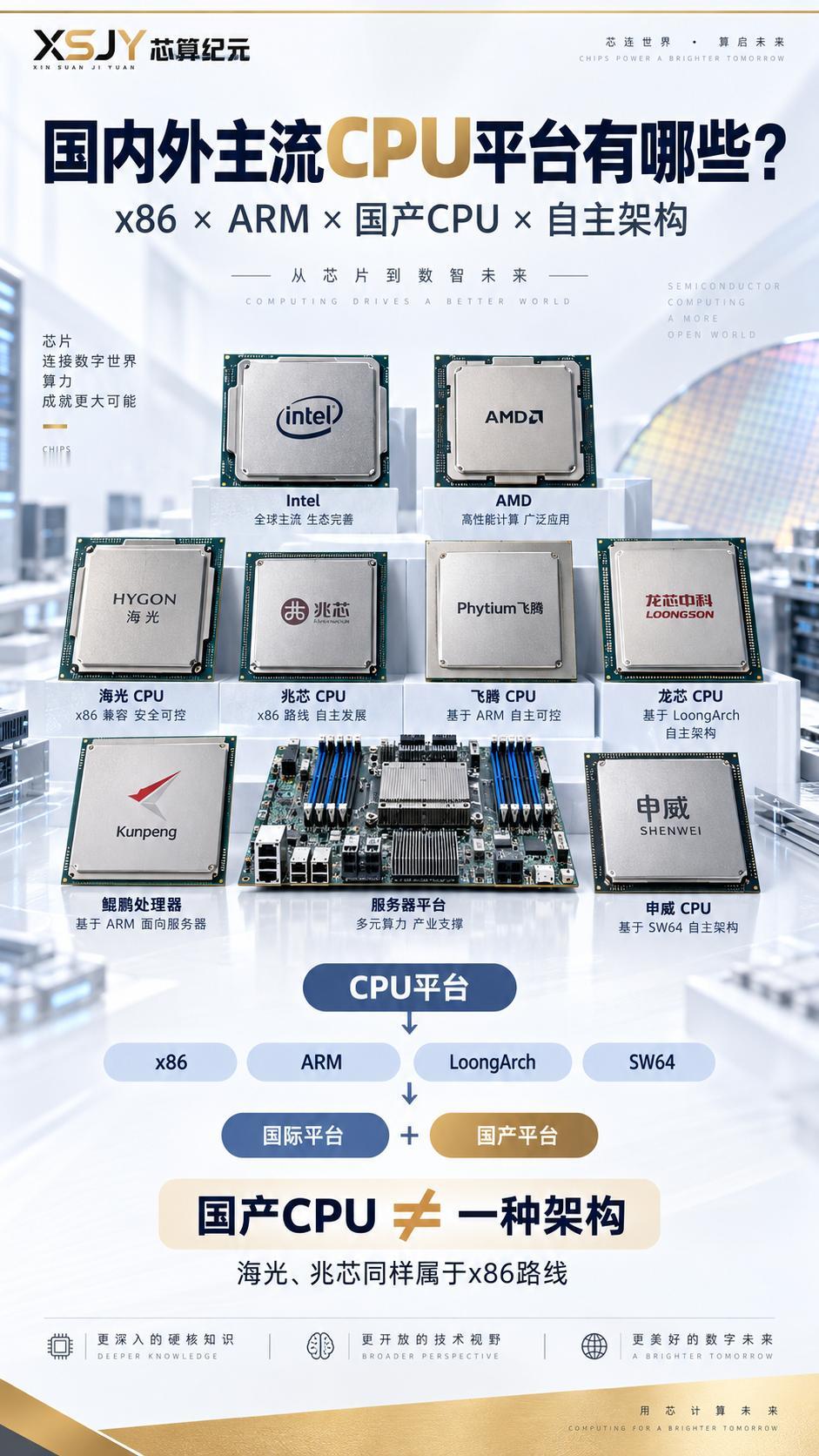 别再说国产 CPU 就是 ARM 了⚡
	
主流 CPU 平台，一张图就能看懂。