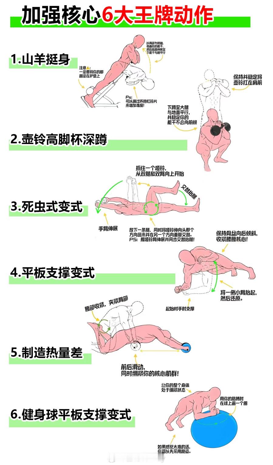 加强核心6大王牌动作 