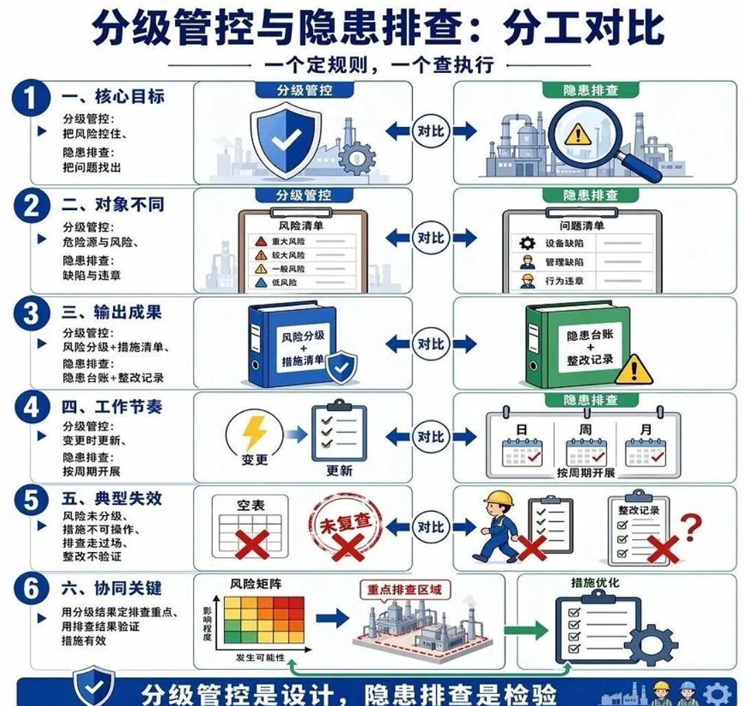 一个定规则，一个查执行”——安全管理的“左右手”你分清楚了吗？
风险辨识做了一大