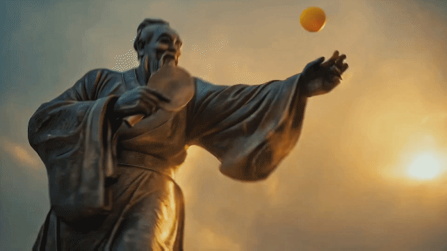 山东有不会打乒乓球的吗经过训练，可以看到孔子铜像打乒乓球🏓 真的意想不到的画面