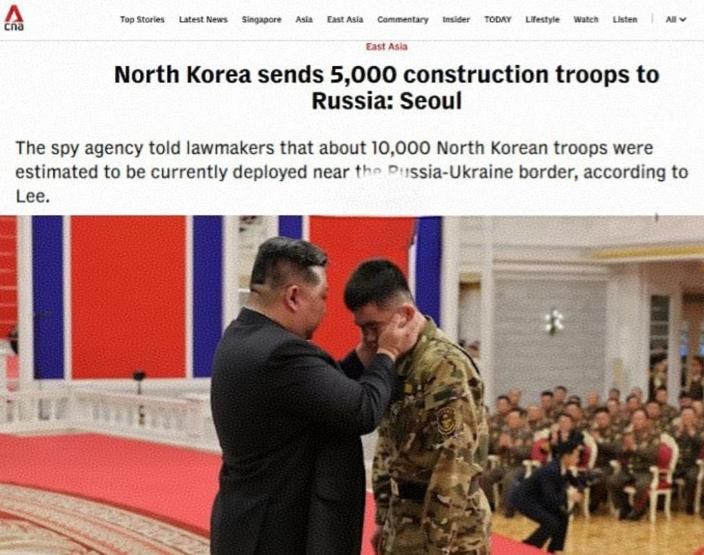 韩国情报部门称，朝鲜又向俄乌边境增派1万名士兵，以援助俄罗斯。
 
韩国情报机构