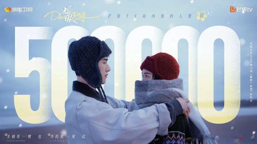关晓彤李昀锐耀眼预约突破 50w，官抖即将突破 200w