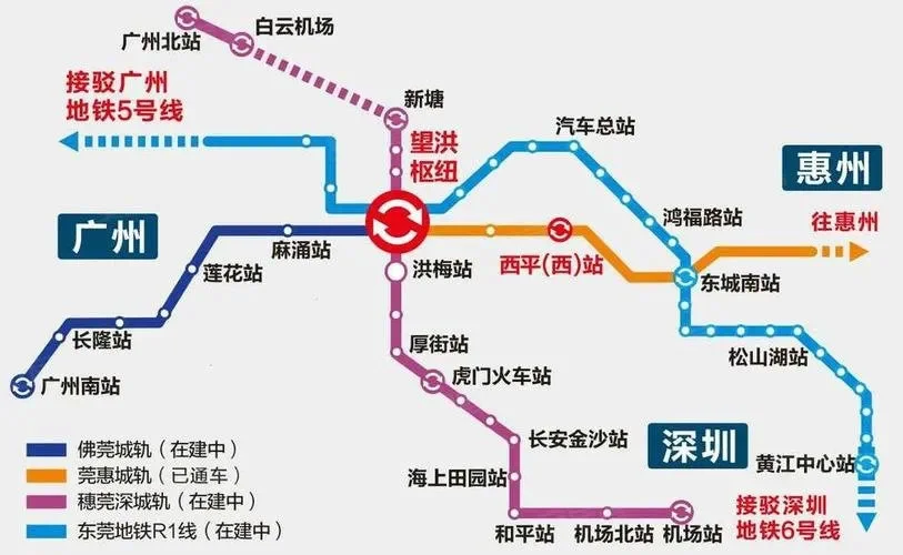 广东城际运营线网示意图