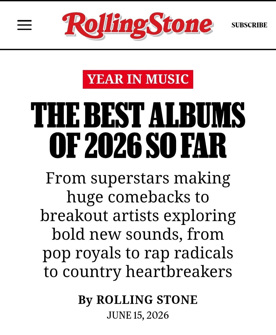 【滚石】Rolling Stone selected将《Arirang》评为20