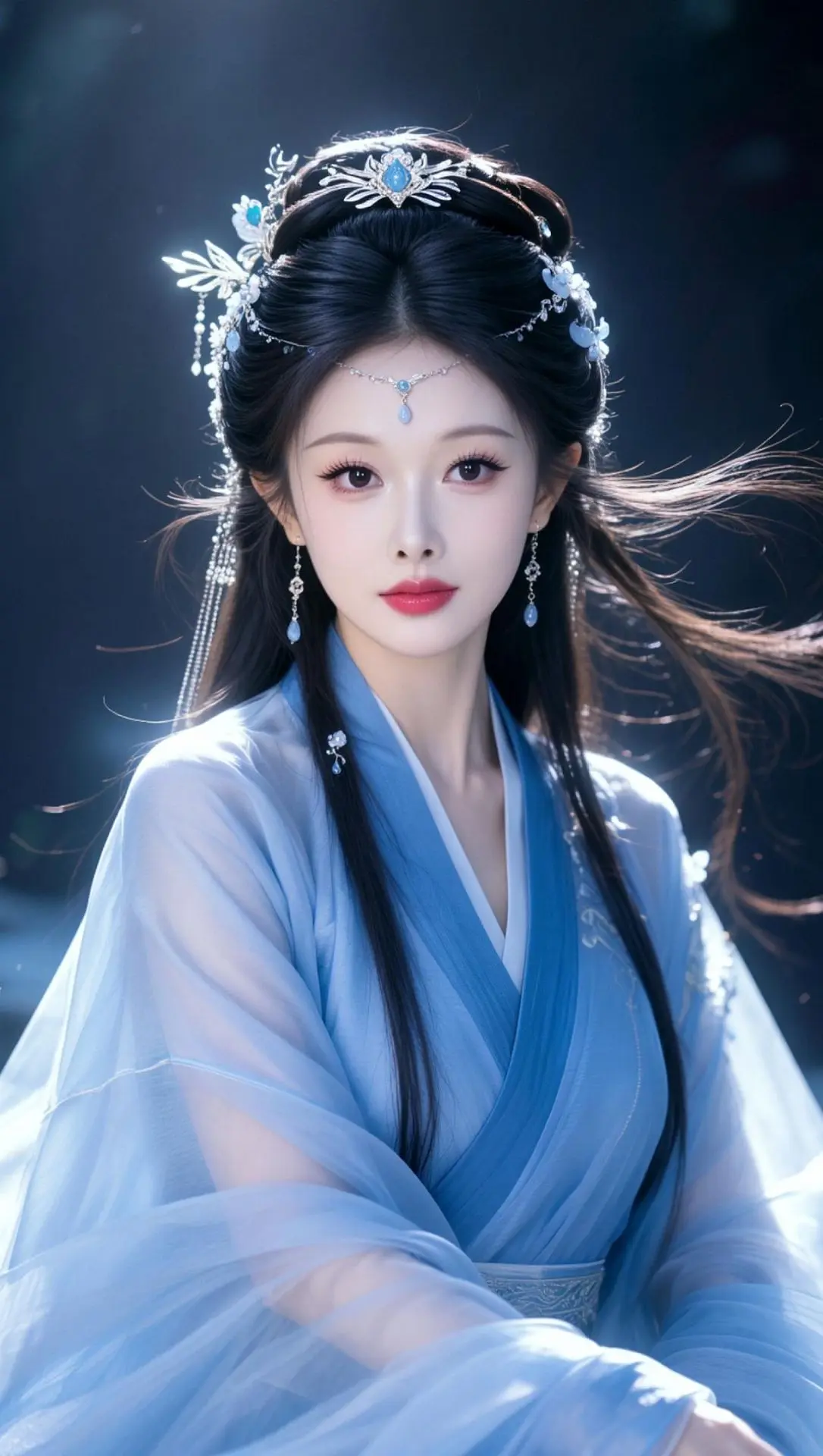 AI蓝调古风写真 ai创作 古风的完成度还得看脸 古风仙气美女 AI写真
