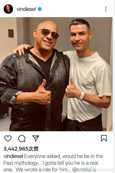 ⚽️🏎️ 从绿茵场到飙车赛道！C 罗官宣加盟《速度与激情 11》，这波跨界直接