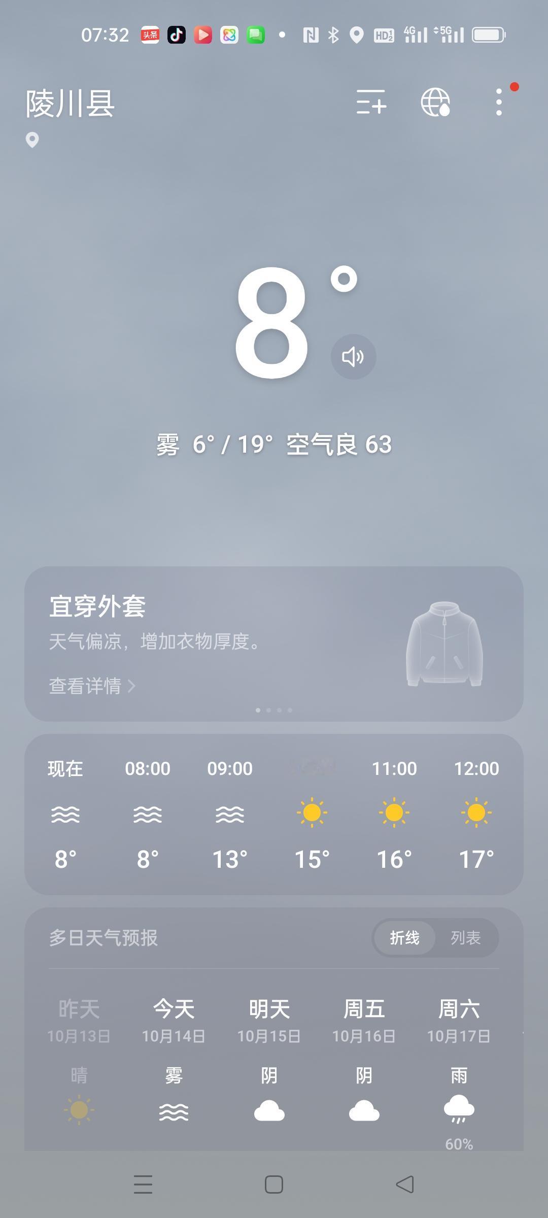 太行一号旅游公路，陵川的清晨，8度，雾还没散。
 山西陵川，太行山里的秋天。