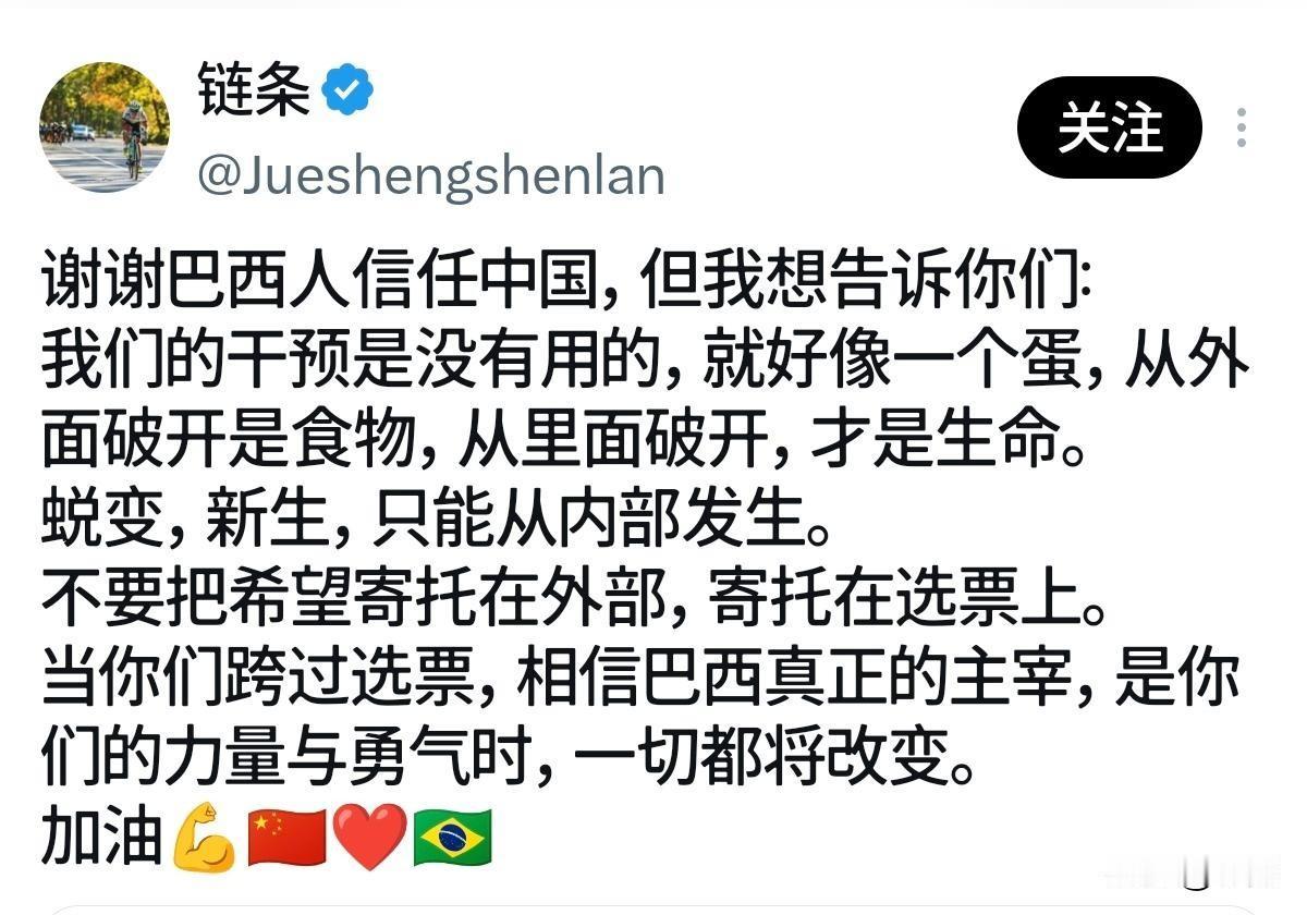 好家伙，卢拉胜选之后，X平台上一个中国人发的帖子竟然再次被无数巴西人留言，成为超