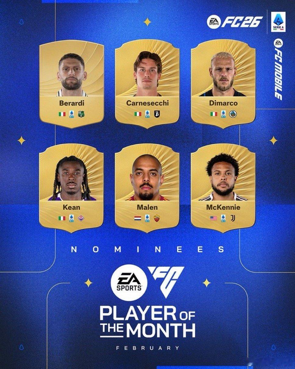 官方：迪马尔科入选了意甲2月最佳球员的提名欧冠16强出炉国际米兰无缘欧冠淘汰赛热