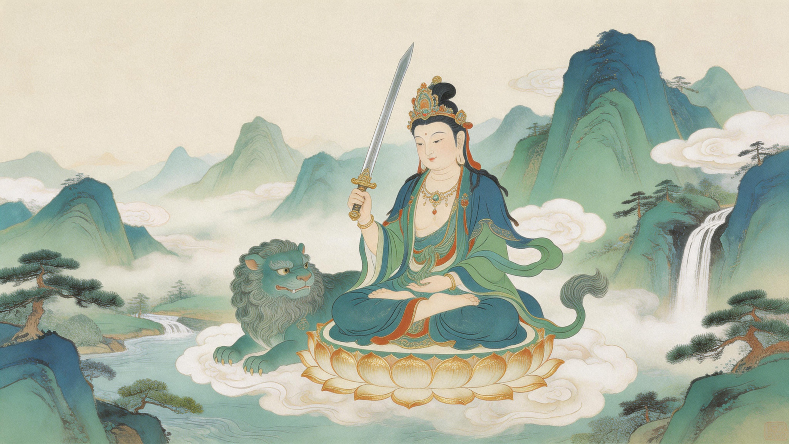 诚心祈福文殊，前程坦荡，生活喜乐安然 