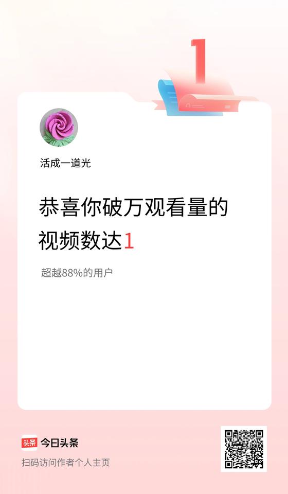 我在头条有1条视频播放量破万了！