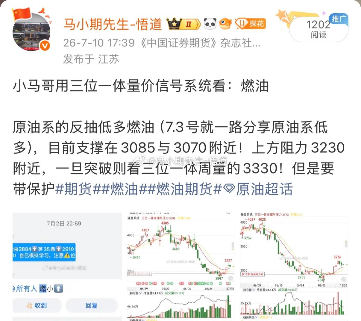 7.2号进的燃油，至今360点7.13号今再度上涨152点终于迎来了它量价标准的