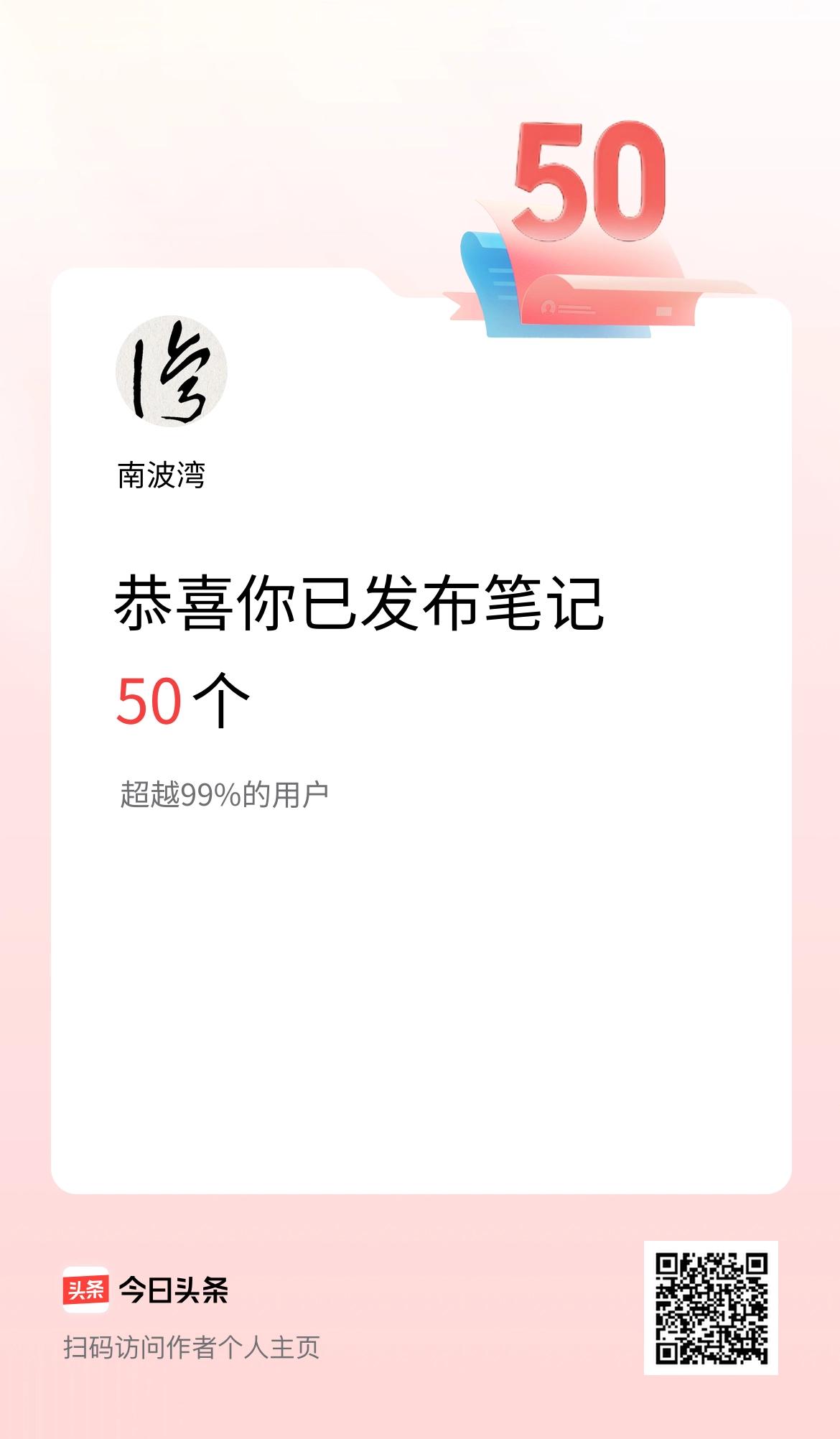 我在头条累计投稿笔记50个