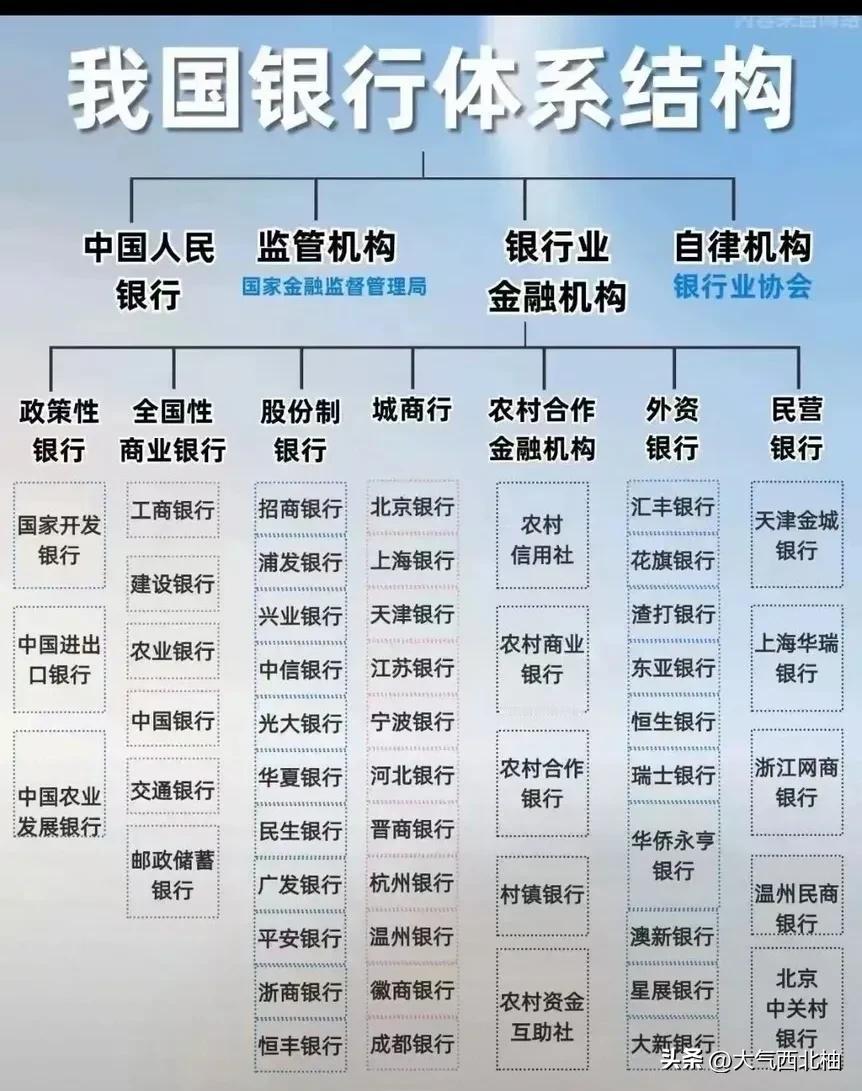 我国的银行体系结构。
看懂了就知道，把钱应该存在那家银行最合适。