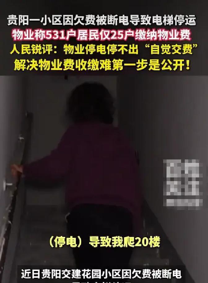 物业停电停梯催费？
错！业主不交钱，物业该这么做
贵阳小区停电停梯后，物业不是没