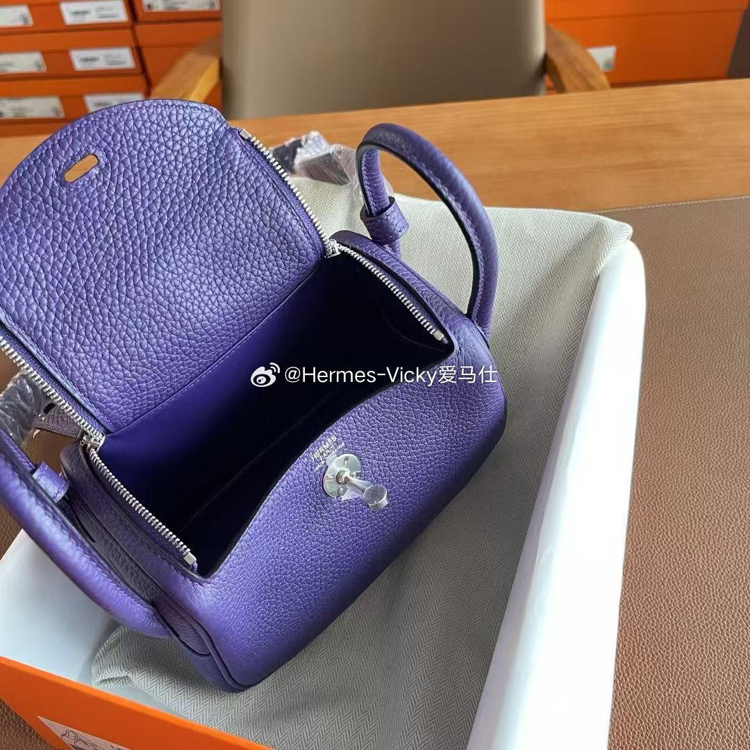 Mini lindy TC X3绛紫色 银扣爱马仕hermes