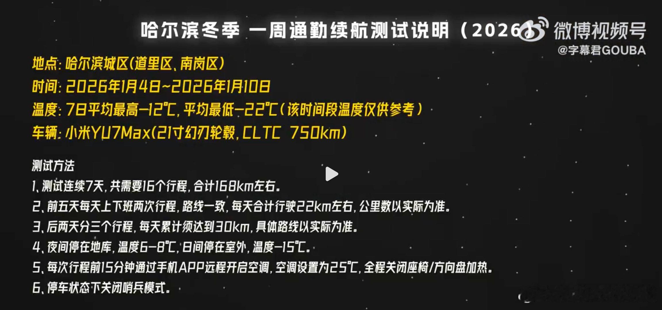 小米YU7这几波极寒测试，看得出来确实有真东西。哈尔滨零下22℃通勤一周续航剩余