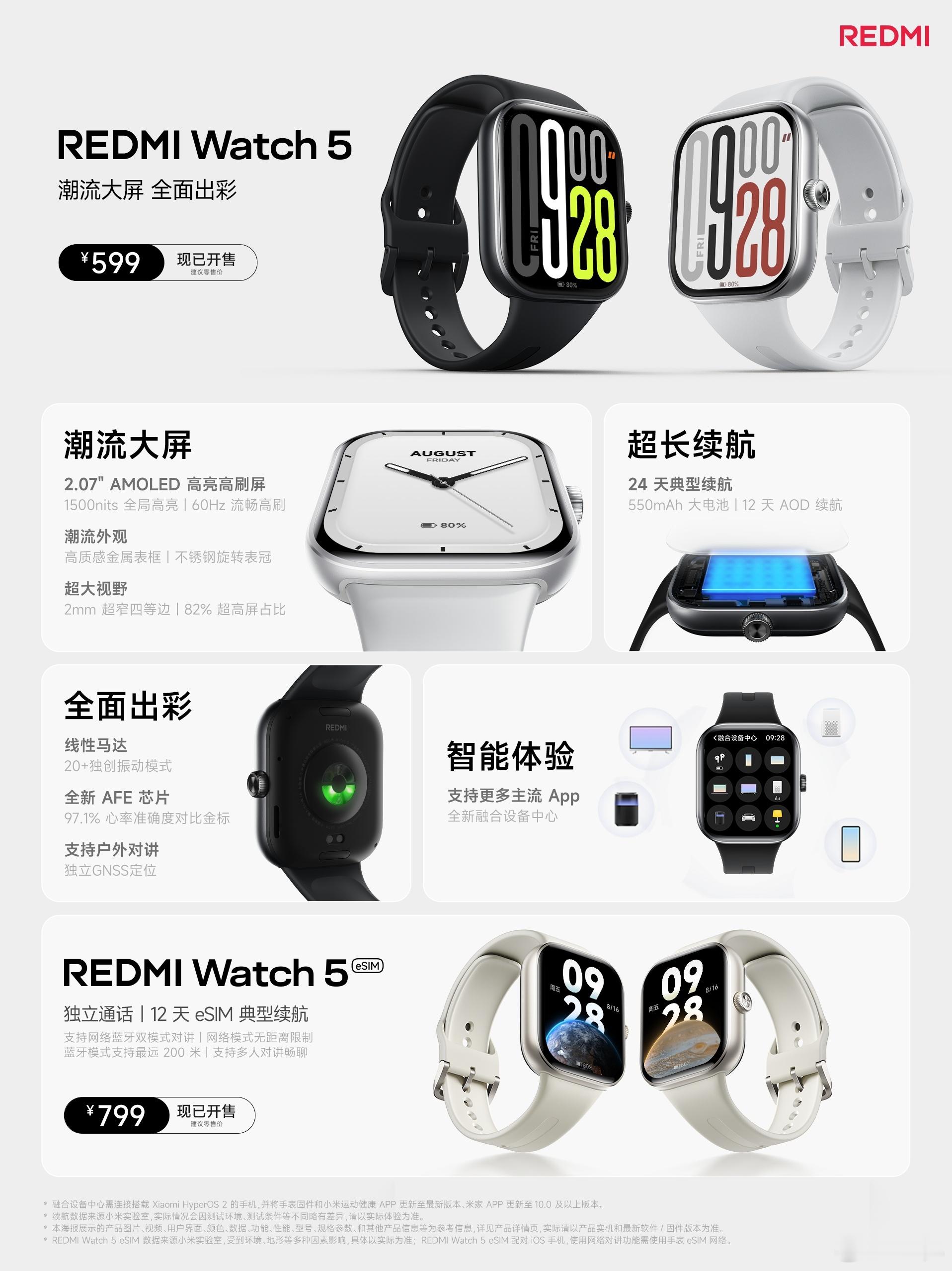 EDMI Watch 5 潮流大屏，全面出彩现已开售，仅599元潮流大屏｜2.0