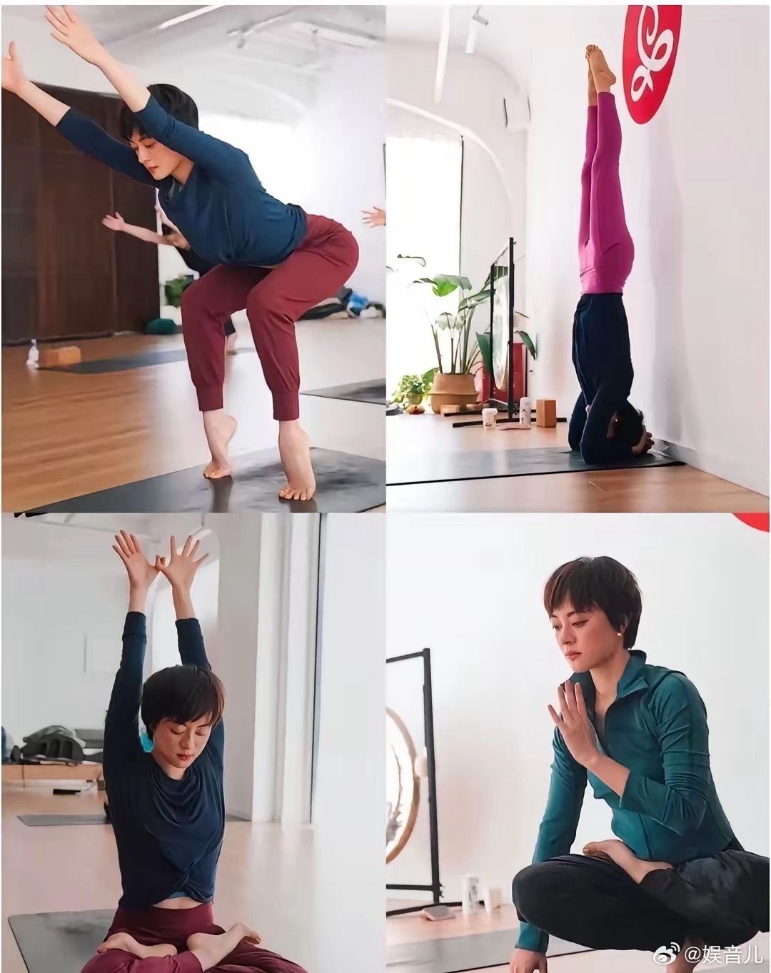 孙俪的瑜伽体式一看就是练了很久的状态，孙俪曾谈到练习初衷：“我练瑜伽，并不期待第