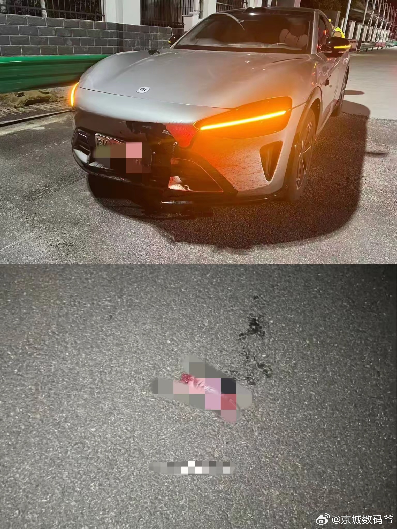 小米汽车品质嘎嘎好网友开小米YU7高速路撞到了野猪，撞击时车速达到了143公里，