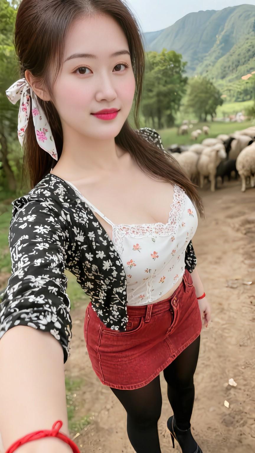 山里姑娘 清纯甜美 放羊日常 我的农村生活