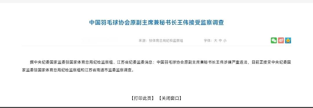 服了哈，拔出萝卜带出泥，夏煊泽和王伟接受调查。中国羽毛球队[超话]2026中国羽