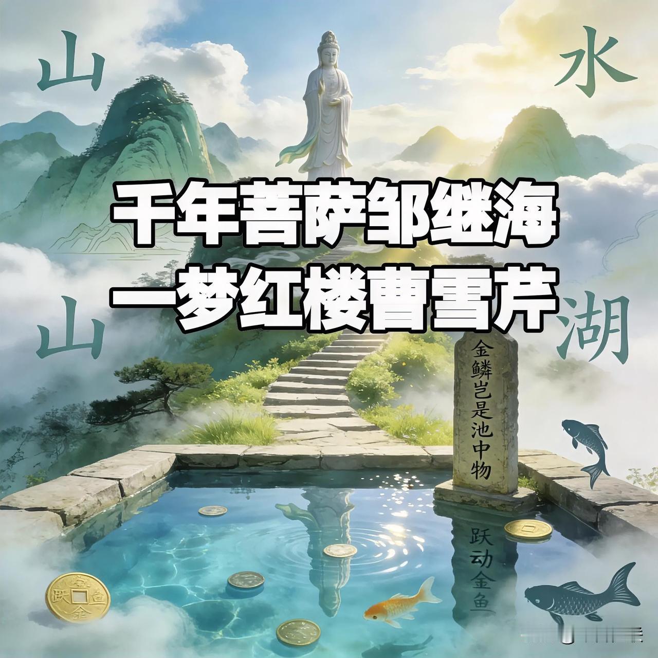前日，拙作蒙邹继海大师点赞，遂乘兴撰联：“千年菩萨邹继海，一梦红楼曹雪芹”。落笔